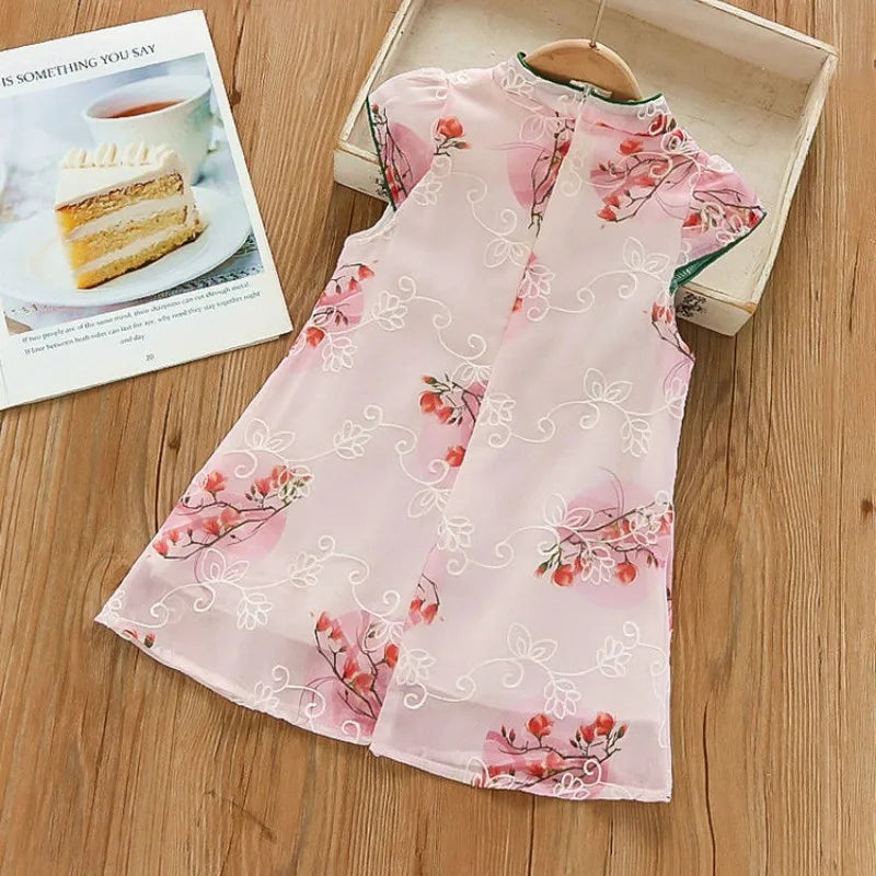 Kids Girls Dress Summer Chinese Style Hanfu Cheongsam