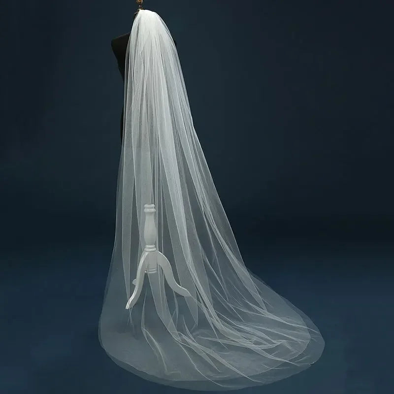 Tulle Sheer White Ivory Wedding Bridal Veils Cathedral