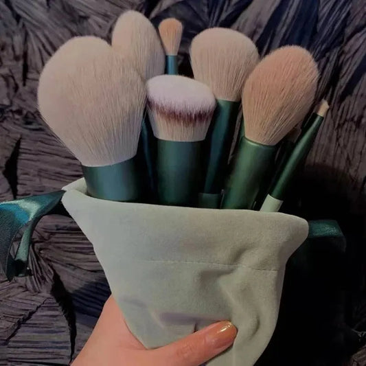 13/8PCS Makeup Brushes Pro Green Brush Set