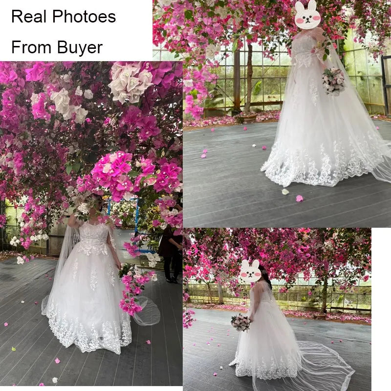 Wedding Dress With Long Cap Lace