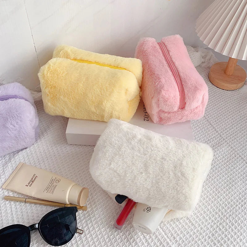 Fur Makeup Bags for Travel Cosmetic Bag