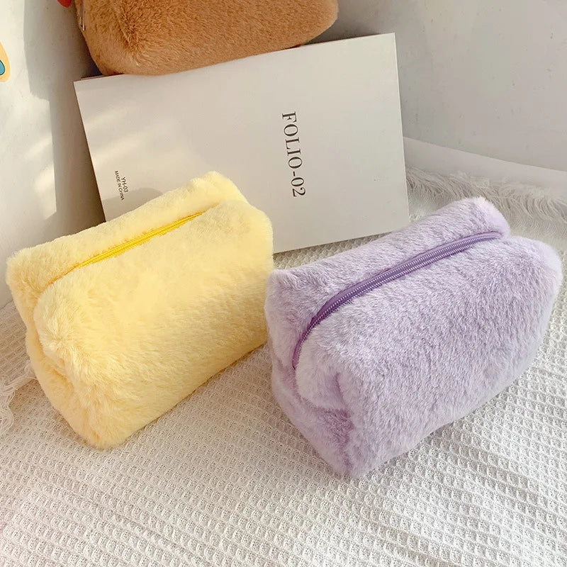 Fur Makeup Bags for Travel Cosmetic Bag